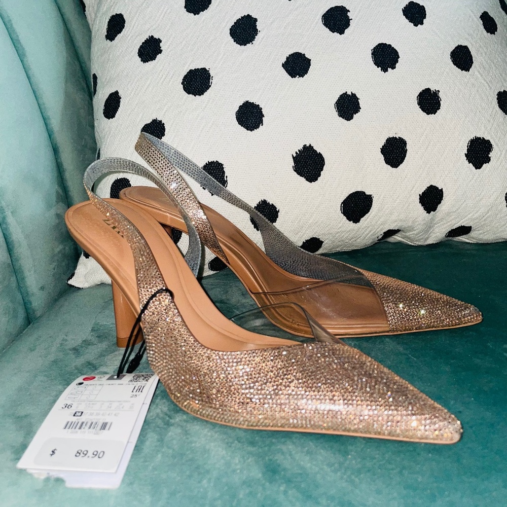 Zara Slingback Sparkle heel - Size 6 - 2226/110/111